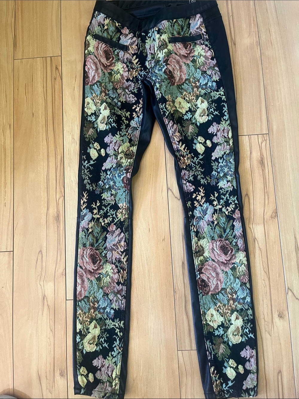 Blank NYC Floral Jacquard Skinny Pants in Black and Multicolor